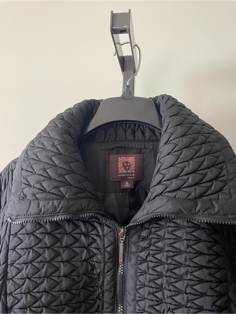 Anne Klein Textured Quilted Geometric Zip Jacket XL Black - Picture 3 of 11